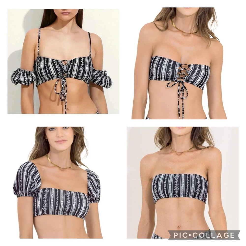 Maaji Victorian Daphne Puff Sleeve Bikini Top, LARGE
